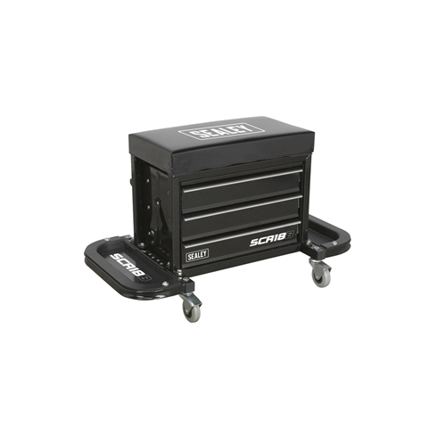 Sealey SCR18B Mechanic's Utility Seat & Toolbox - Black