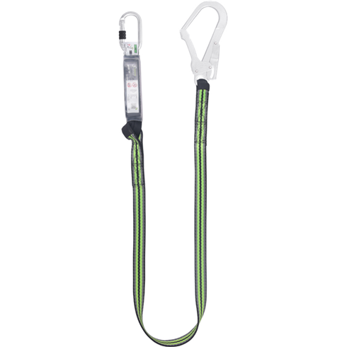 Kratos Safety 1.8mtr Webbing Shock Absorbing Lanyard c/w Scaffold Hook
