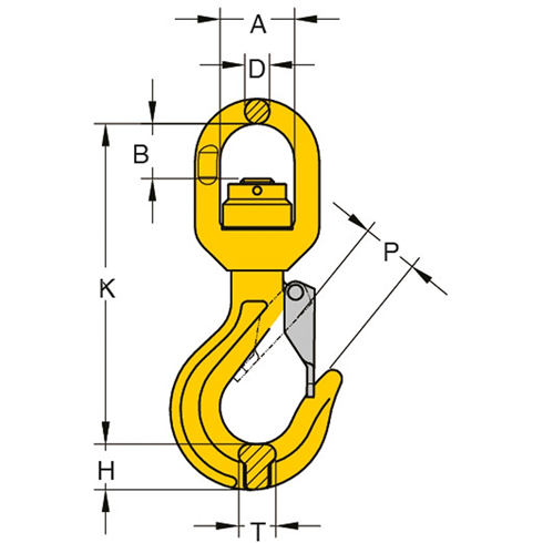 Yoke 8-049N Eye Swivel Latch Hook with Ball-Bearing