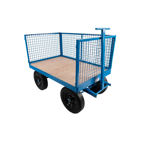 1tonne Heavy Duty Site Trolley c/w Solid Wheels and Removable Mesh Sides