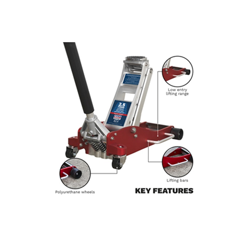 Sealey RJA2500 2.5tonne Aluminium Low Profile Trolley Jack with Rocket Lift