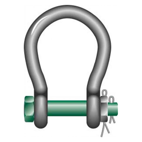 Green Pin 4.75ton "Wide Mouth" Safety Pin Bow Shackle