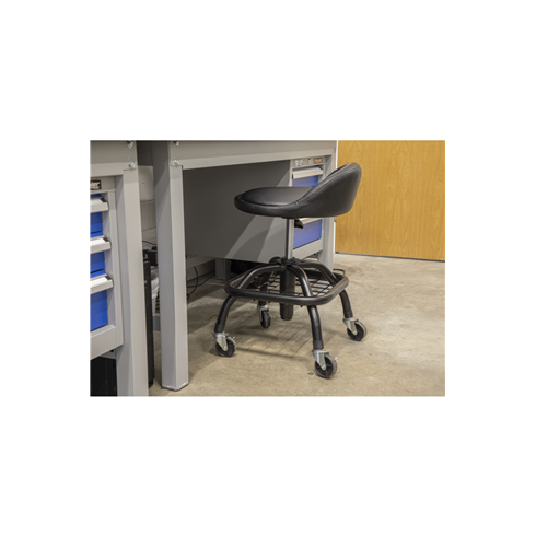 Sealey SCR02B Pneumatic Creeper Stool with Adjustable Height Swivel Seat & Back Rest