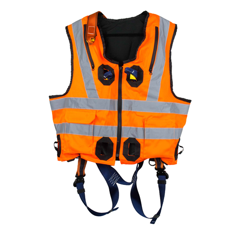 High Visibility ORANGE Jacket Safety Harness Elasticated With Quick Release Buckles