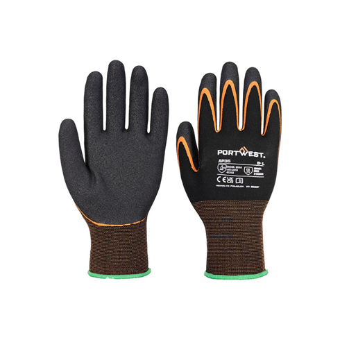 Portwest AP35 - Grip 15 Nitrile Double Palm Glove Black/Orange (10pk)