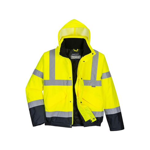 Portwest S266 Hi-Vis Contrast Winter Bomber Jacket Yellow/Navy