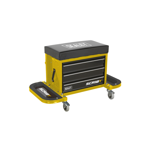 Sealey SCR18Y Mechanic's Utility Seat & Toolbox - Yellow