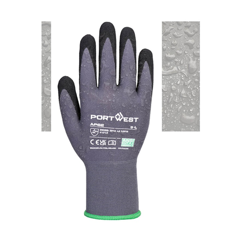 Portwest AP62 Dermiflex Aqua Glove Grey/Black (10pk)