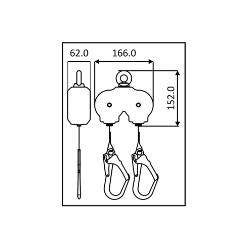Kratos Safety FA2050002 2mtr Twin Retractable Webbing Fall Arrest Block
