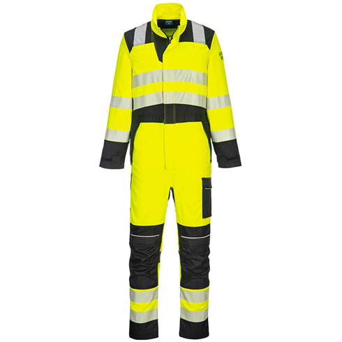 Portwest F507 Flame Resistant Hi-Vis Coverall Yellow/Black