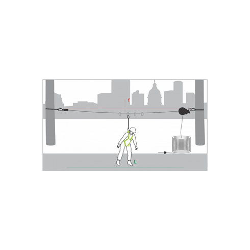 Kratos Safety FA6000701 25mtr 4 User Horizontal Temporary Lifeline c/w 4 O-Rings