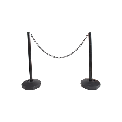 Black Plastic Chain Post Set (x2) with 3mtrs of Chain
