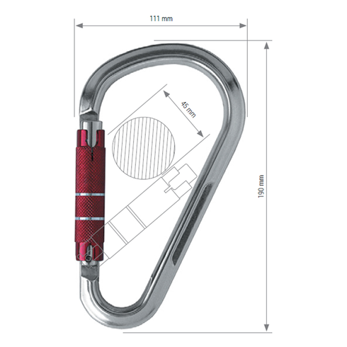 Light Alloy Twist Lock Karabiner AZ111 (45mm Opening)