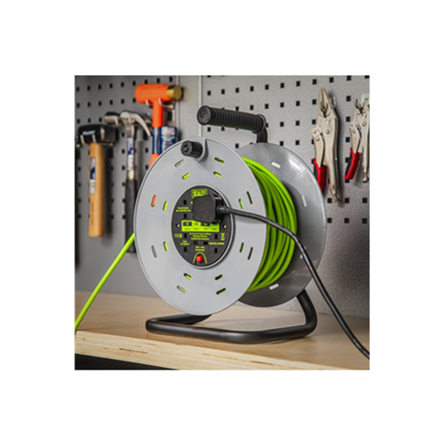 Sealey BCR50G Cable Reel with Thermal Trip 4 x 230V Sockets 50mtr