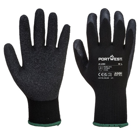 Portwest A100 Latex Grip Glove Black (10pk)