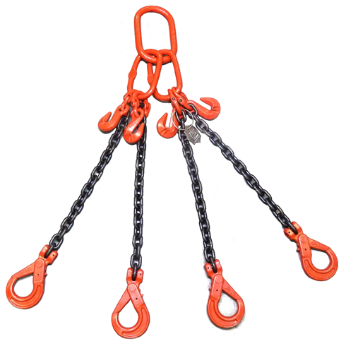4.25 tonne 4Leg Chainsling, Adjusters c/w Safety Hooks