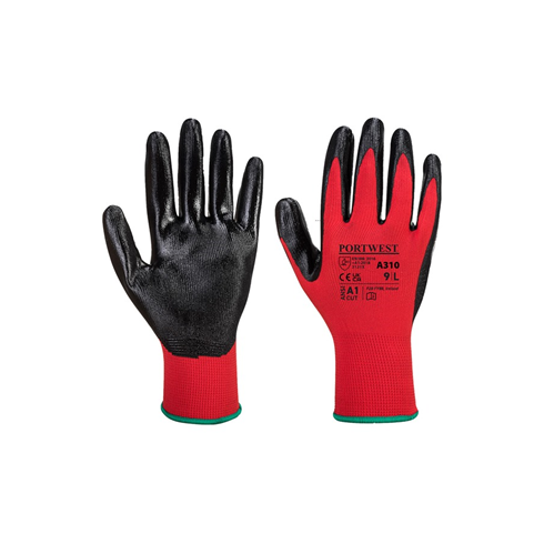 Portwest A310 Flexo Nitrile Grip Glove Red/Black (10pk)