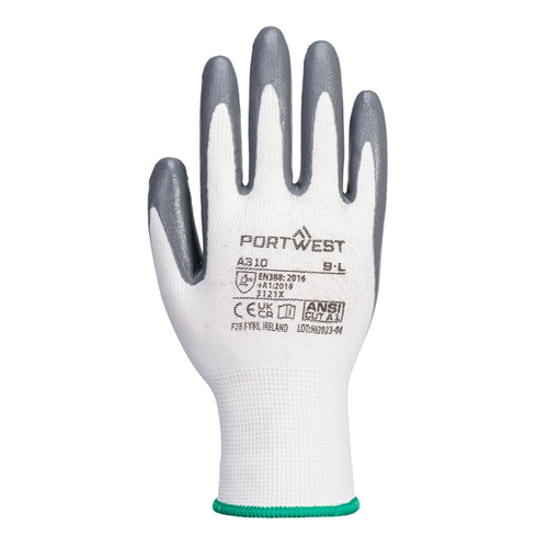 Portwest A310 Flexo Nitrile Grip Glove Grey/White (10pk)