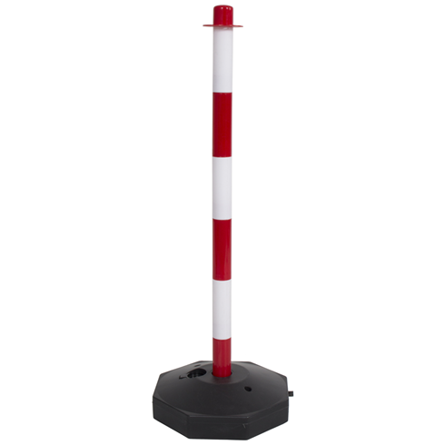 Red and White Plastic Safety Post with base