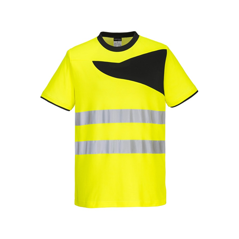 Portwest PW213 Short Sleeve Hi-Vis Cotton Comfort Polo Shirt Yellow/Black