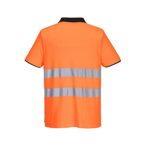 Portwest PW212 Short Sleeve Hi-Vis Cotton Comfort Polo Shirt Orange/Black