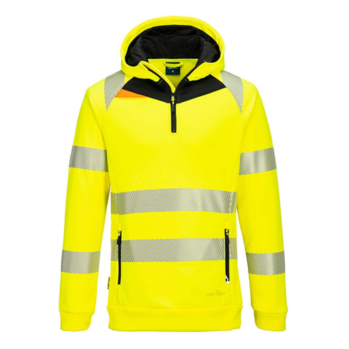 Portwest DX482 Hi-Vis 1/4 Zip Hoodie Yellow