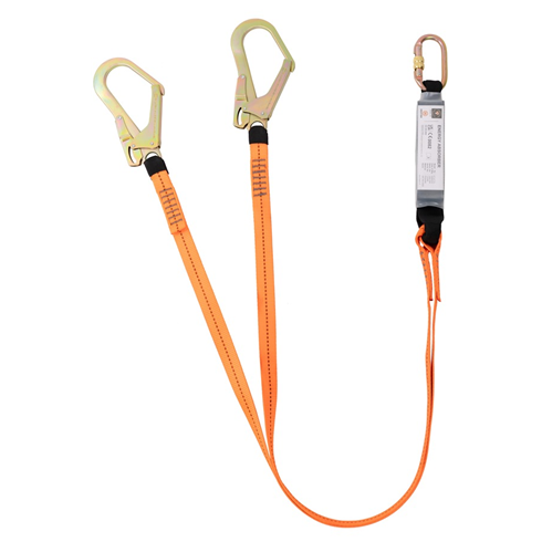 LifeGear 1.8mtr Twin-Leg Energy Absorbing Lanyard with Scaffold Hook