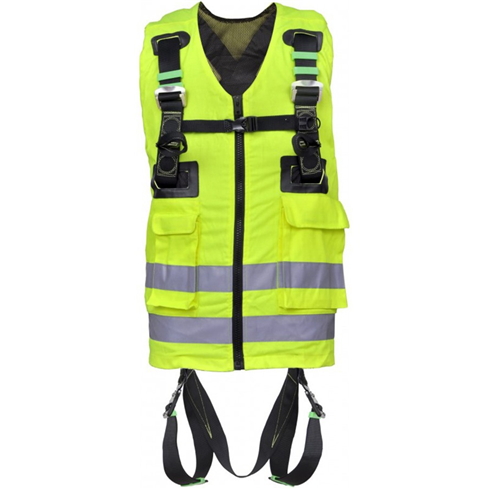 Kratos Safety FA1030200 2-Point Full Body Harness with Yellow High Visibility Work Vest