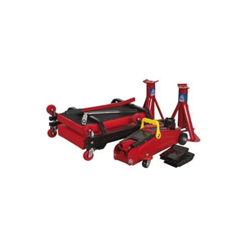 Sealey JKIT01 5pc Lifting Kit 2tonne (Inc. Jack, Axle Stands, Creeper, Chocks & Wrench)