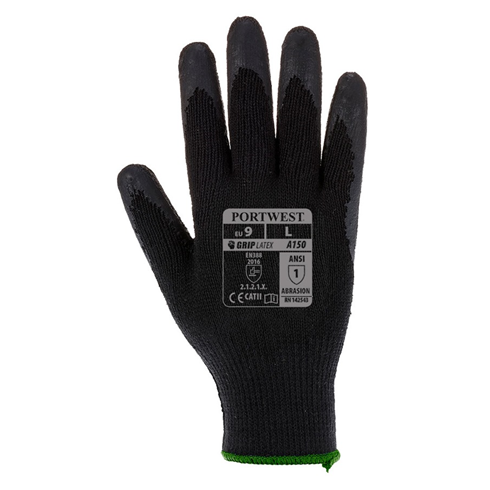 Portwest A150 Latex Classic Grip Glove Black (10pk)