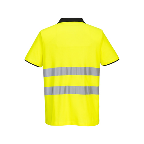 Portwest PW212 Short Sleeve Hi-Vis Cotton Comfort Polo Shirt Yellow/Black