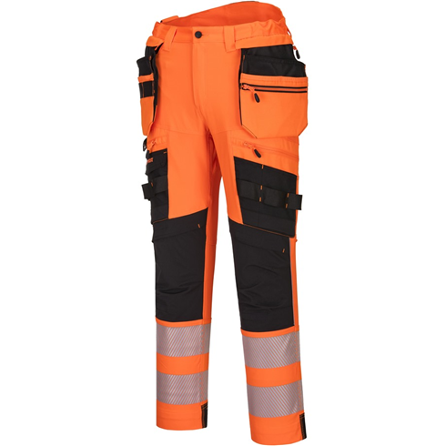 Portwest DX442 Hi-vis Detachable Holster Pocket Trousers Orange/Black