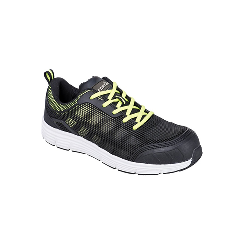 Portwest FT15 Black/Green Steel Textile Trainer S1P FO SR