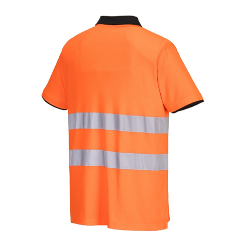 Portwest PW212 Short Sleeve Hi-Vis Cotton Comfort Polo Shirt Orange/Black