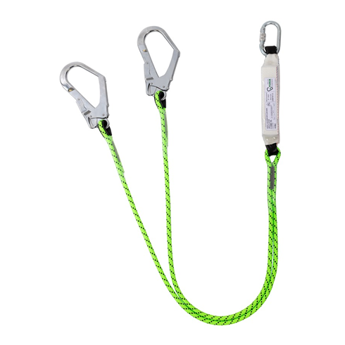 137kg Twin-Leg "Y" Shock Absorbing Lanyard 1.75mtr c/w Scaffold Hooks