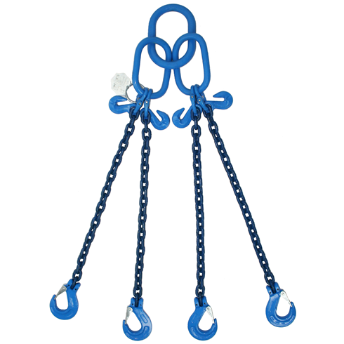 2.9 tonne Grade 100 4 Leg Chainsling c/w Latch Hooks