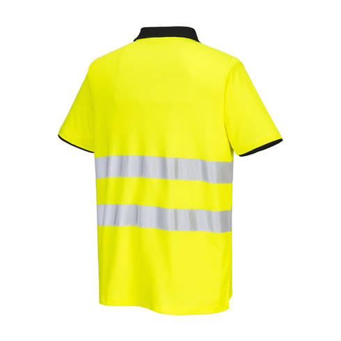 Portwest PW212 Short Sleeve Hi-Vis Cotton Comfort Polo Shirt Yellow/Black