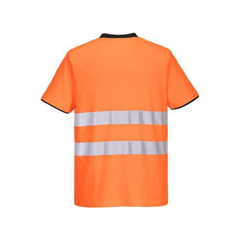 Portwest PW213 Short Sleeve Hi-Vis Cotton Comfort Polo Shirt Orange/Black