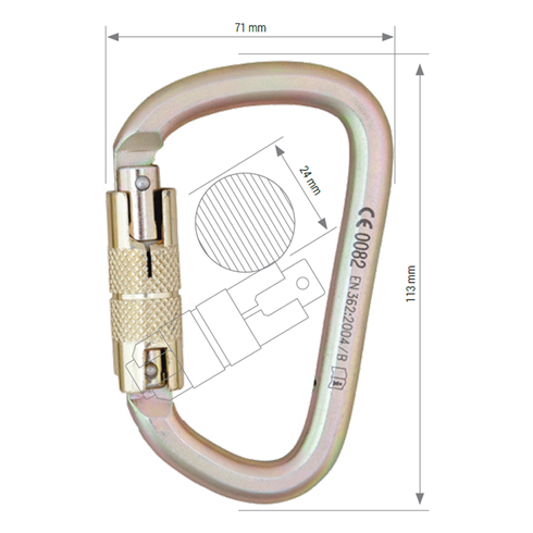 AZ017DT Triple Lock Steel Karabiner