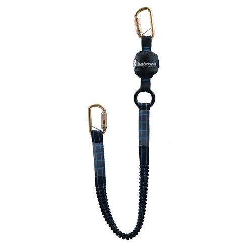 Safehold 1.8mtr Elasticated Shock Absorbing Lanyard with Double Lock Karabiners