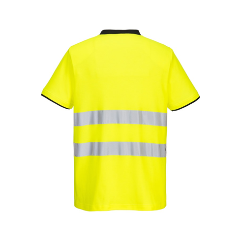 Portwest PW213 Short Sleeve Hi-Vis Cotton Comfort Polo Shirt Yellow/Black