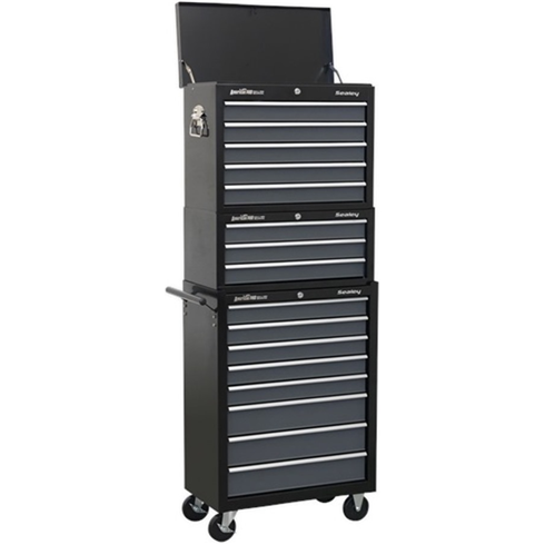 Sealey AP35STACK Tool Chest Combination 16 Drawer with Ball-Bearing Slides - Black/Grey