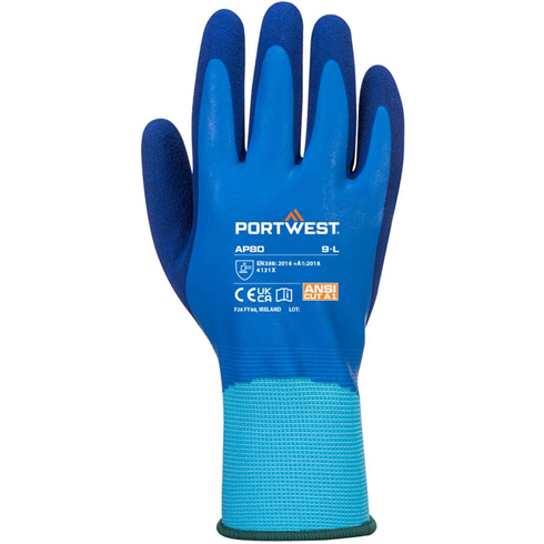 Portwest AP80 Liquid Pro Latex Foam Waterproof Glove Blue (10pk)