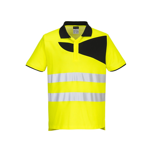 Portwest PW212 Short Sleeve Hi-Vis Cotton Comfort Polo Shirt Yellow/Black