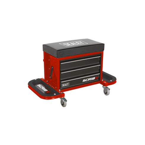 Sealey SCR18R Mechanic's Utility Seat & Toolbox - Red