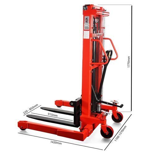 2.5mtr lift 1000kg Straddle Leg Manual Stacker Truck