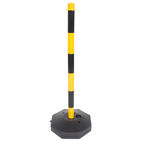 Yellow and Black Plastic Safety Post with base