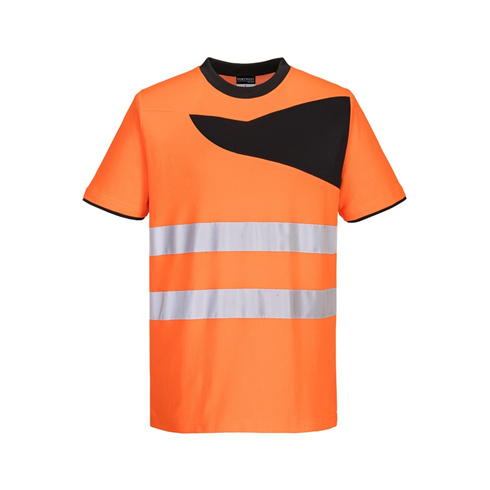 Portwest PW213 Short Sleeve Hi-Vis Cotton Comfort Polo Shirt Orange/Black