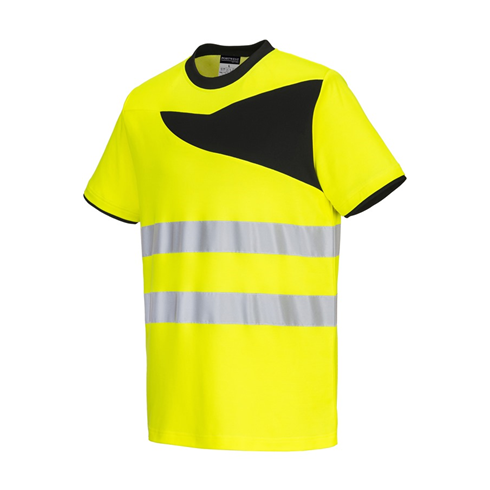 Portwest PW213 Short Sleeve Hi-Vis Cotton Comfort Polo Shirt Yellow/Black