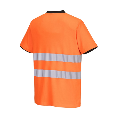 Portwest PW213 Short Sleeve Hi-Vis Cotton Comfort Polo Shirt Orange/Black